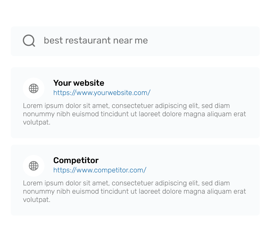 Résultats de recherche SERP restaurant