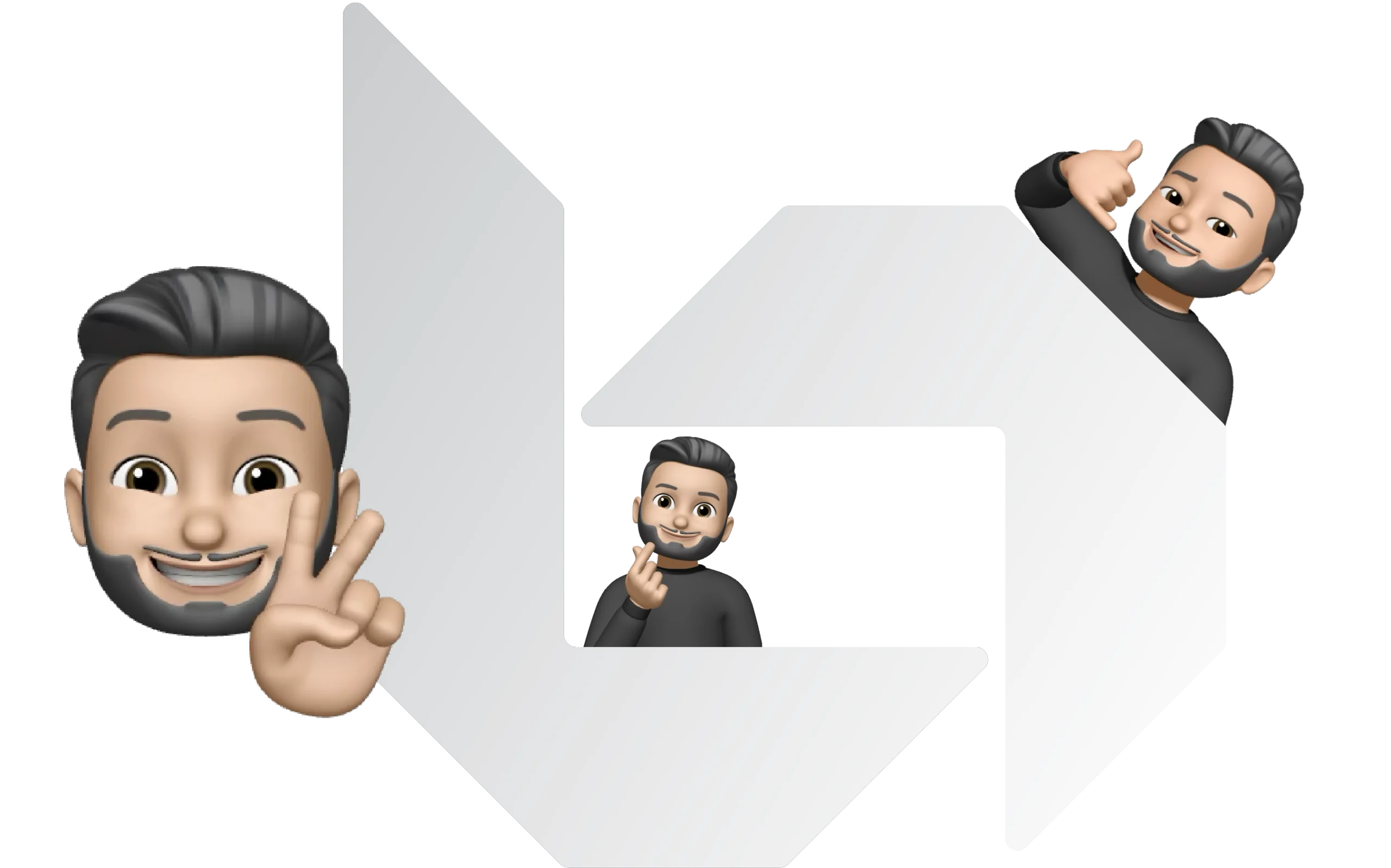 logo blanc avec memojis